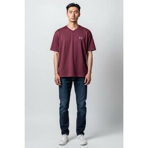 Under Armour Tech 2.0 Maroon Short Sleeve V-neck T-Shirt Men's Large
